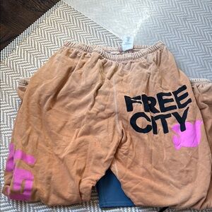 freecity  Tan pants with Pink Accents size small